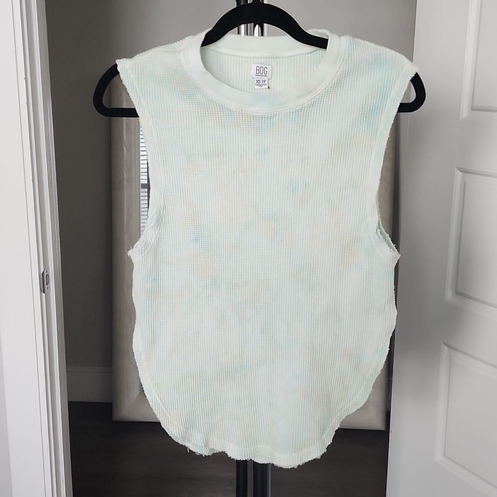 Urban Outfitters Mint Tie-Dye Ribbed Muscle Tee
